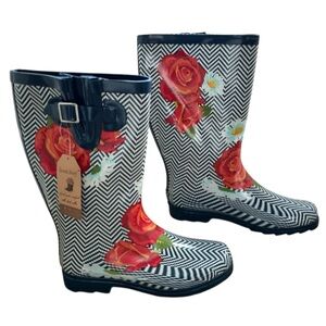 Landchief Rain Boots Tall Waterproof Rubber Boots Slip Resistant Garden SZ 9